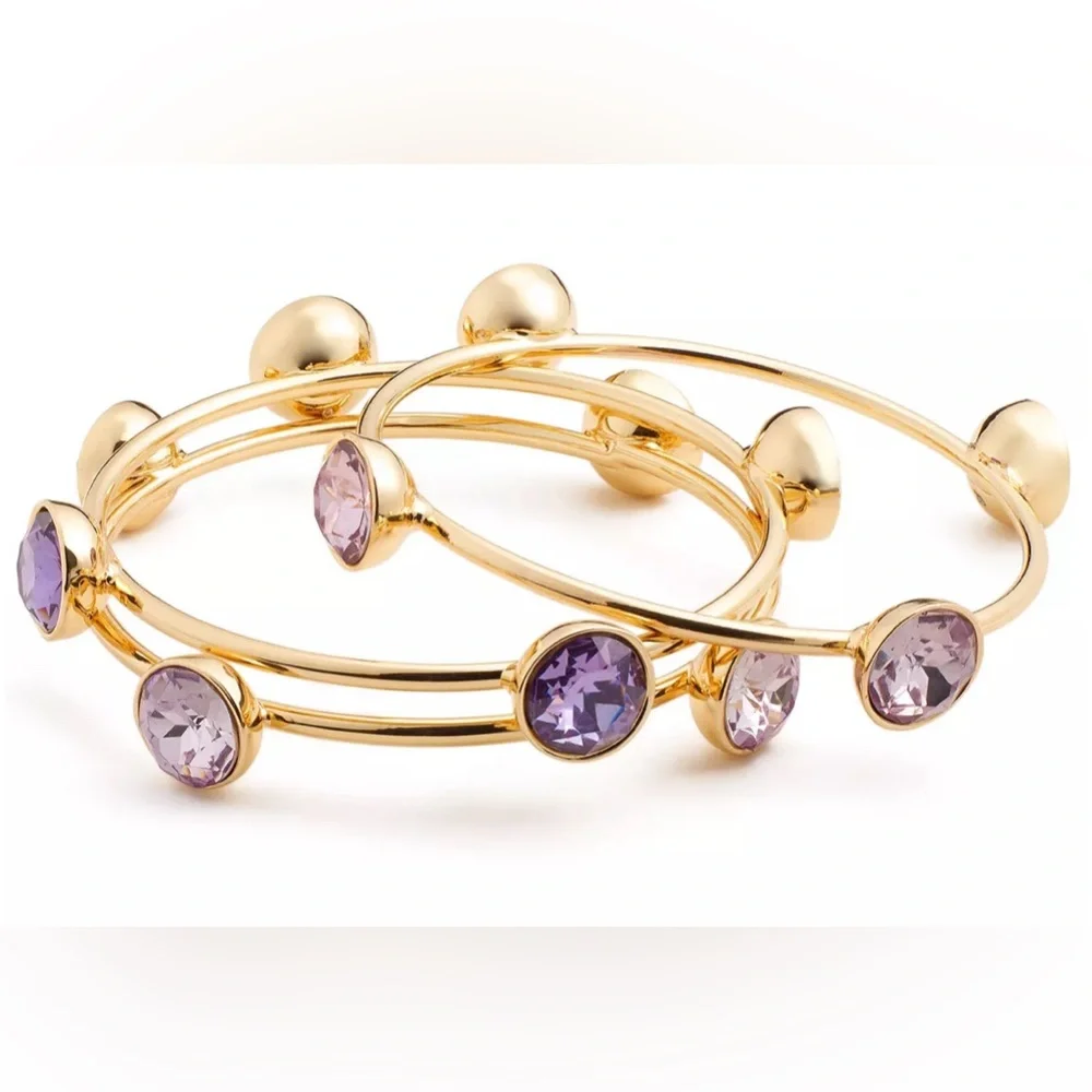 NWT INC International Concepts Gold Tone Crystal Bangle Bracelets Set of 3 - Picture 1 of 5